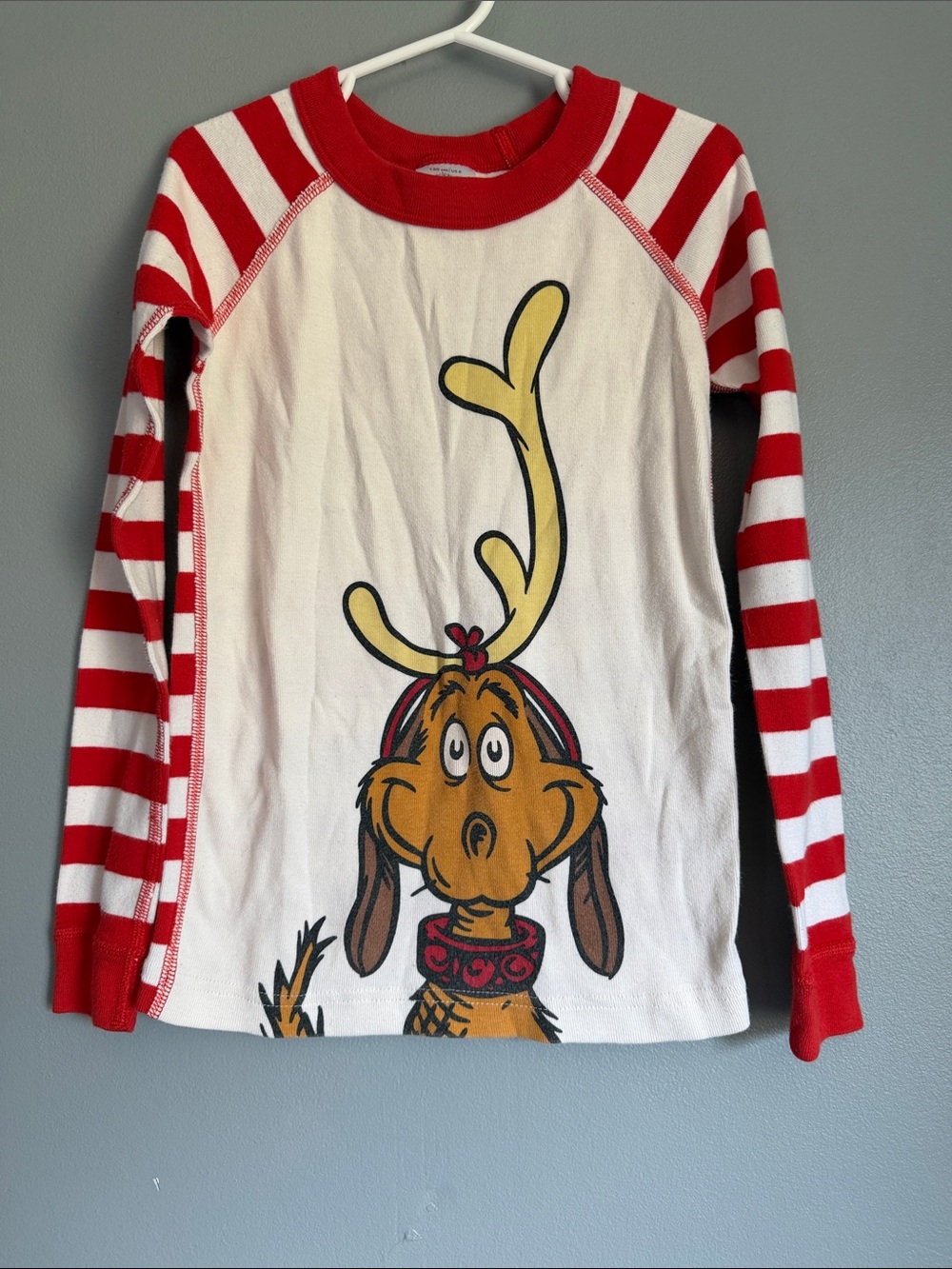 Hanna Andersson Dr. Seuss Max the Dog Pajama Top Christmas Striped Size 8